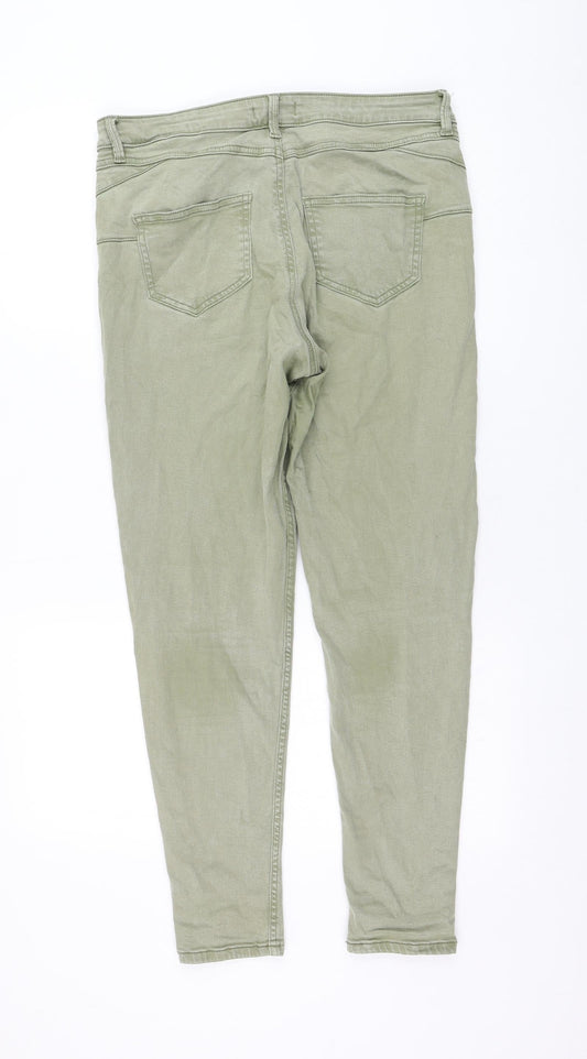 F&F Womens Green Lyocell Skinny Jeans Size 12 L28 in Regular Zip
