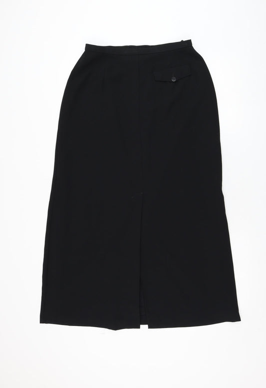 Marks and Spencer Womens Black Polyester Straight & Pencil Skirt Size 12 Zip