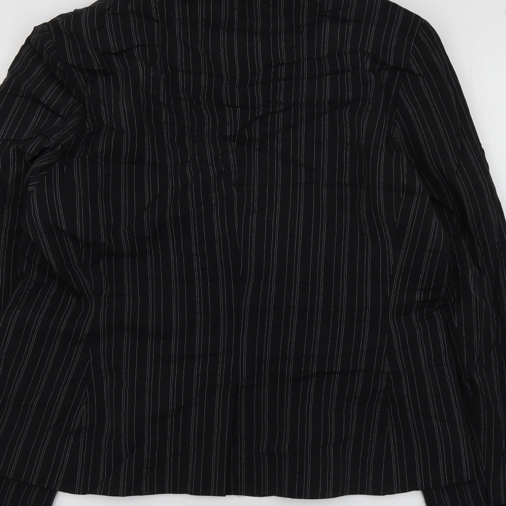 Select Womens Black Striped Polyester Jacket Suit Jacket Size 18