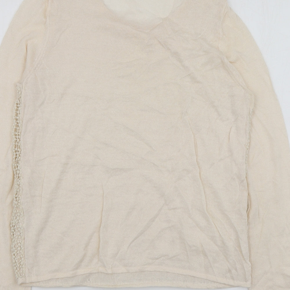Autograph Womens Beige Round Neck Acrylic Pullover Jumper Size 12