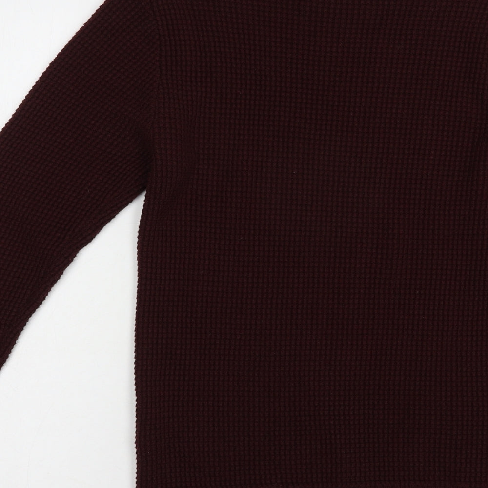 H&M Mens Brown Crew Neck Acrylic Pullover Jumper Size S