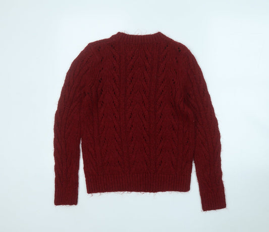 Womens UK Size S Papaya Red Pullover Jumper