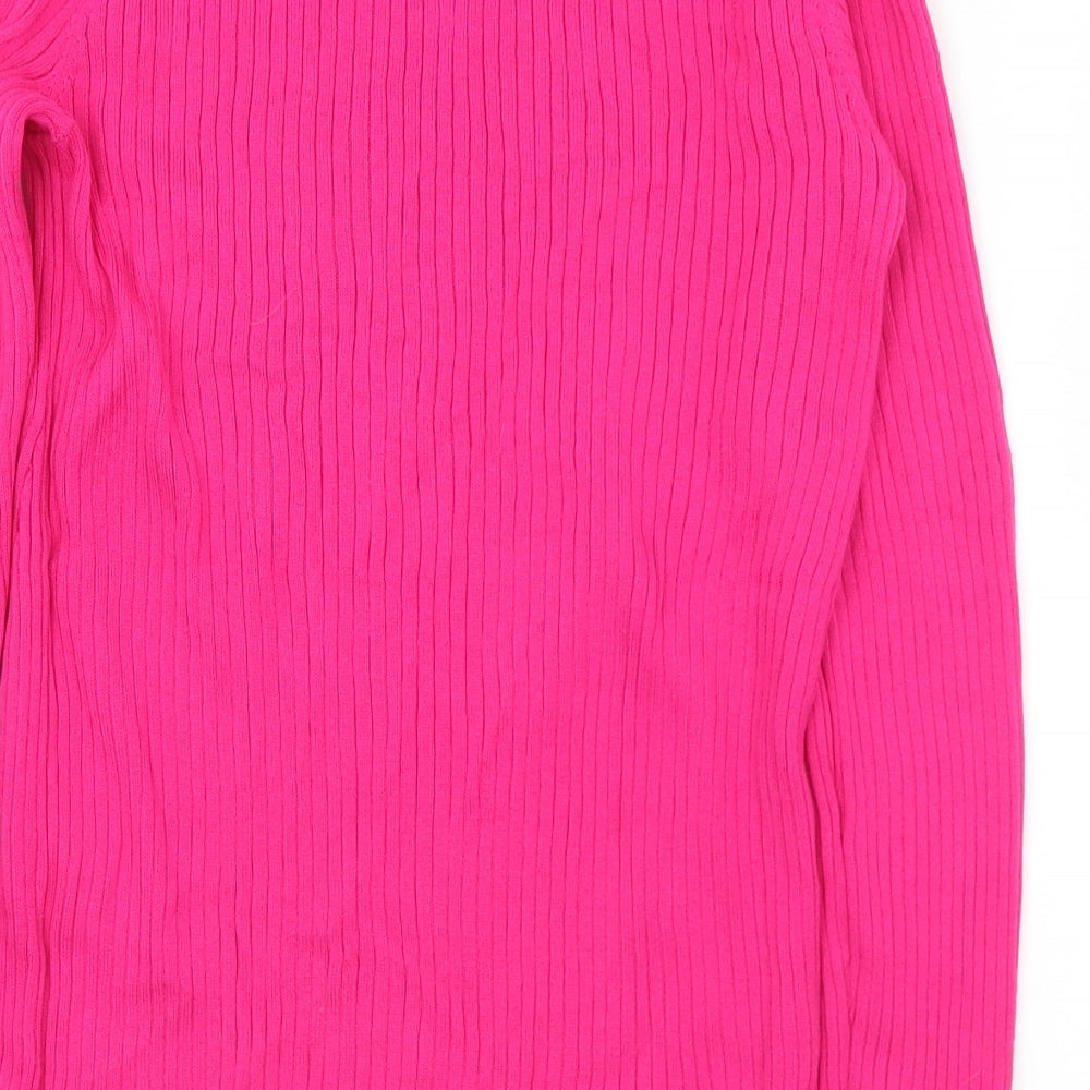 Lands' End Womens Pink Boat Neck Cotton Pullover Jumper Size S