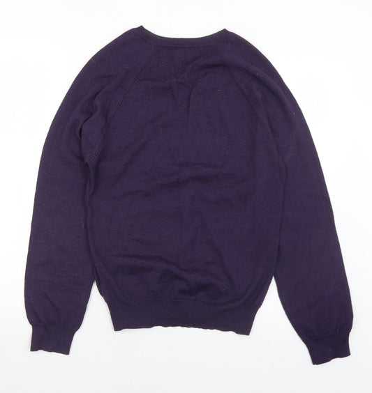 River Island Mens Purple V-Neck Acrylic Pullover Jumper Size M