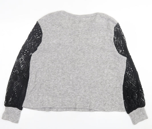 SheIn Womens Grey Crew Neck  Polyester Pullover Jumper Size L