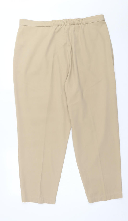 Preworn Womens Beige Polyester Trousers Size 18 L26 in Regular Button