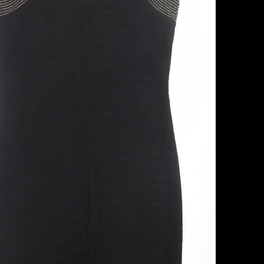 H&M Womens Black Polyester A-Line Size M V-Neck Pullover