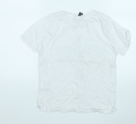 Atmosphere Womens White Cotton Basic T-Shirt Size 8 Round Neck