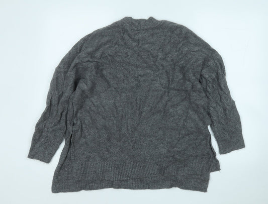 Stradivarius Womens Grey Round Neck Acrylic Pullover Jumper Size S
