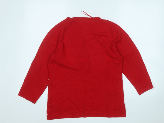 GERARD Womens Red Round Neck Viscose Pullover Jumper Size S