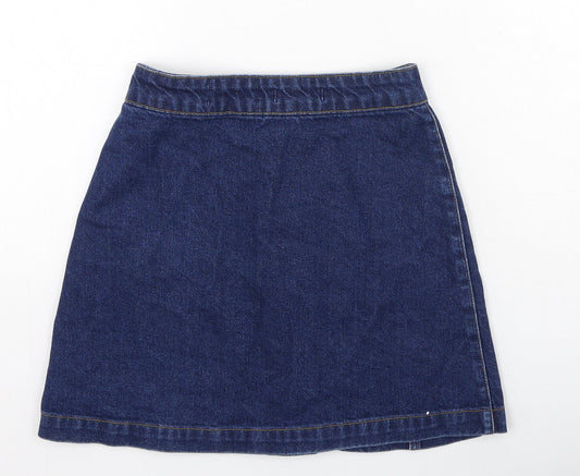 New Look Womens Blue Cotton Mini Skirt Size 6
