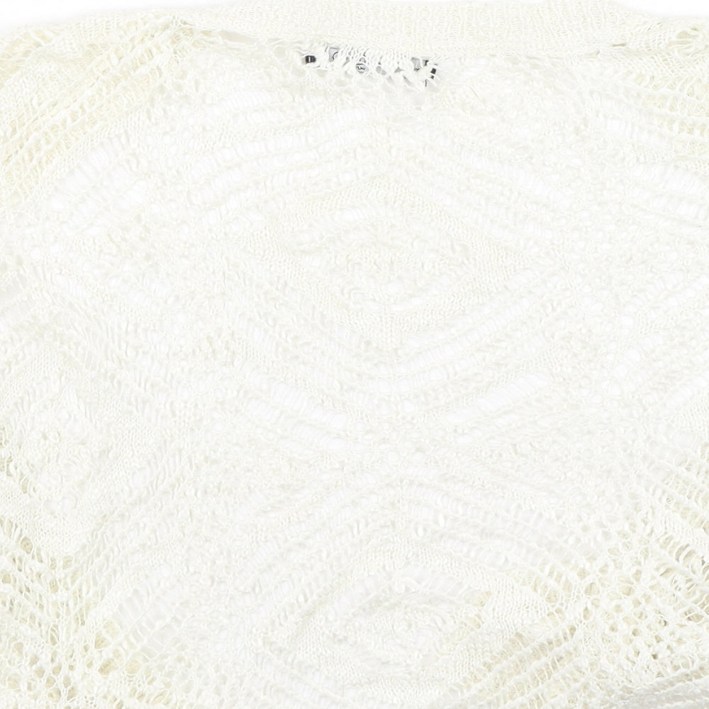 Primark Womens Ivory Round Neck Acrylic Cardigan Jumper Size S