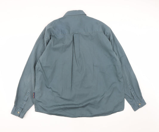 Mens UK Size L James Cowan Green Button-Up Long Sleeve Casual Shirt