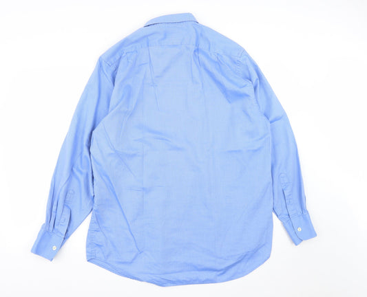 Mens UK Size 16.5 Hyphen Blue Button-Up Long Sleeve Casual Shirt