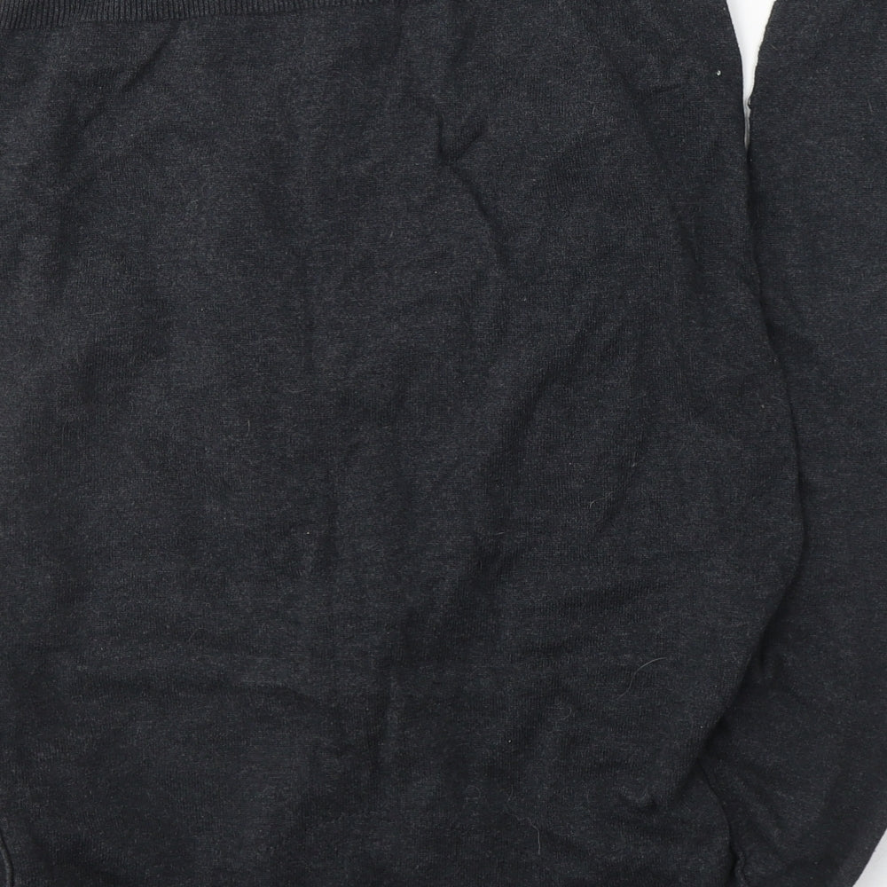 Cedar Wood State Mens Grey V-Neck Polyester Pullover Jumper Size M