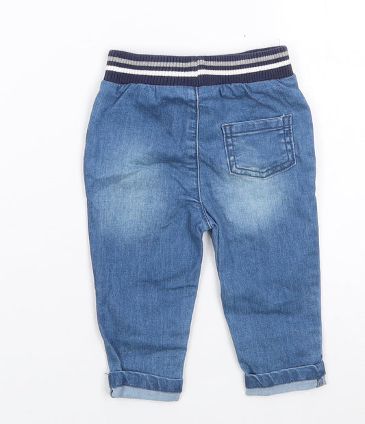 Nutmeg Boys Blue Cotton Jogger Jeans Size 6-9 Months Drawstring