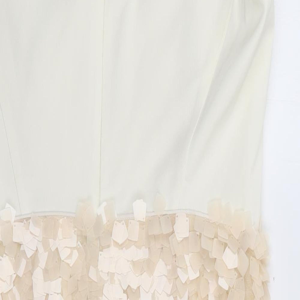 Coast Womens Ivory Acetate Bodycon Size S Round Neck Zip