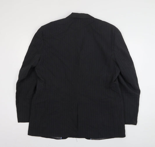 George Mens Grey Striped Polyester Jacket Suit Jacket Size 44
