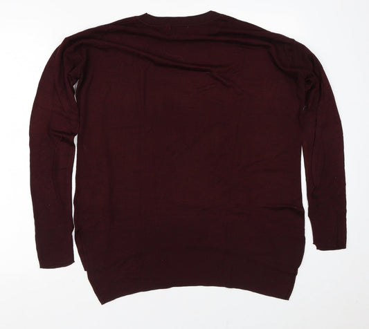 H&M Womens Red Viscose Pullover Sweatshirt Size S