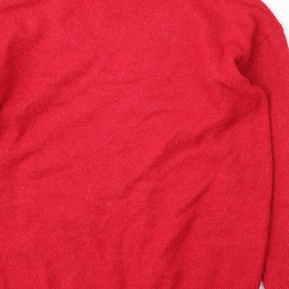 Primark Womens Red V-Neck Acrylic Pullover Jumper Size XS