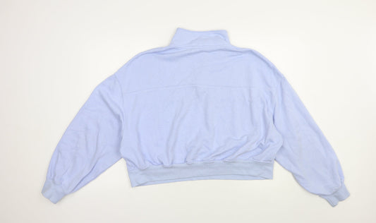 H&M Womens Blue Cotton Pullover Sweatshirt Size XL Zip