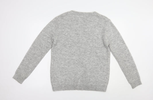 George Womens Grey Crew Neck Acrylic Pullover Jumper Size 12