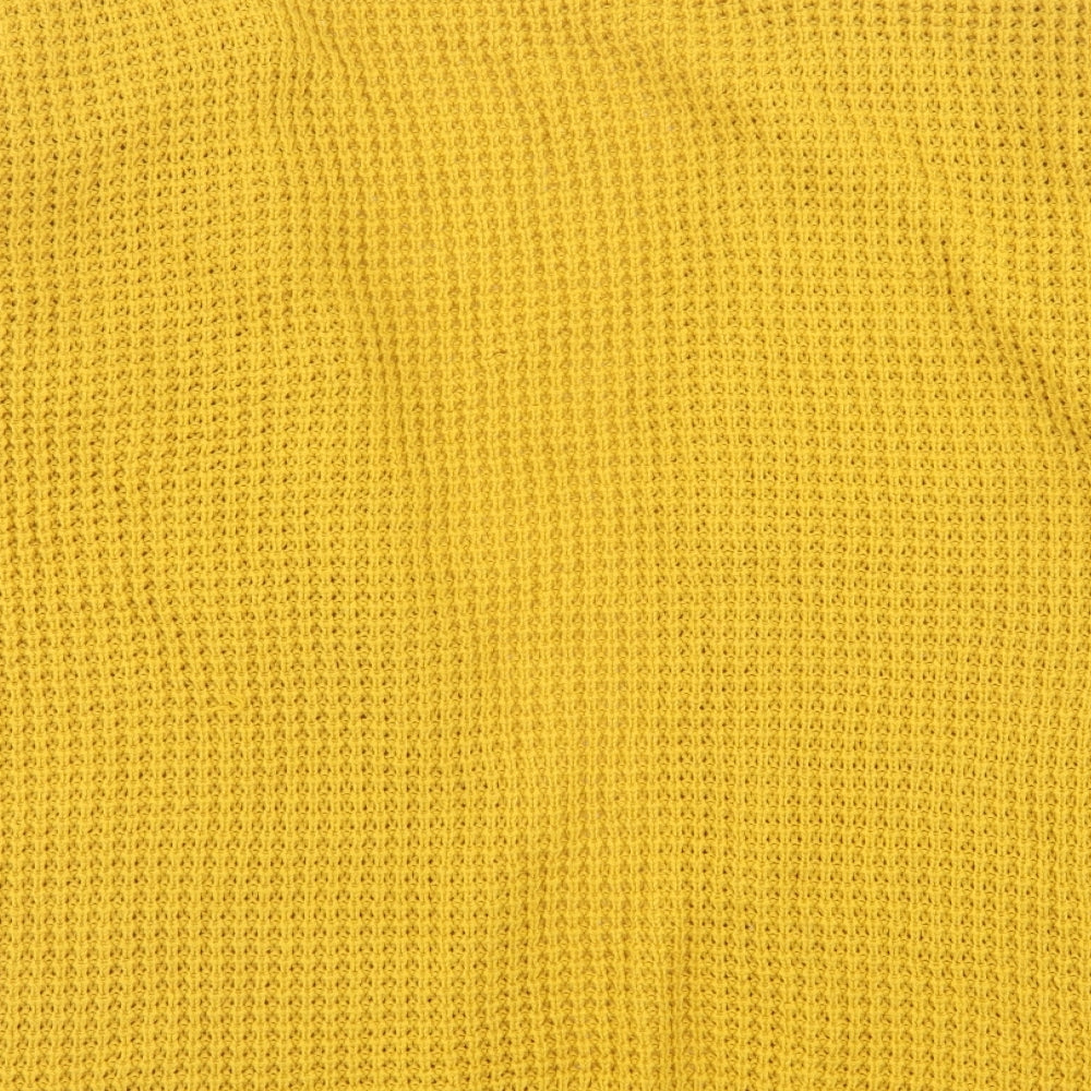 Boohoo Womens Yellow V-Neck Acrylic Cardigan Jumper Size S