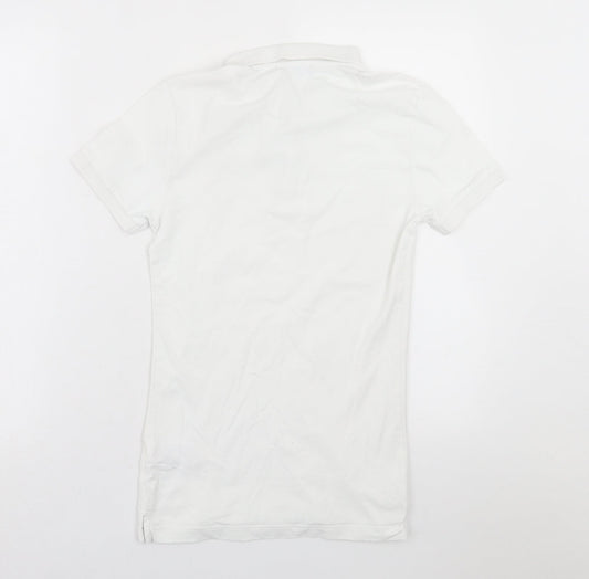 New Look Mens White Cotton Polo Size XS Collared Button