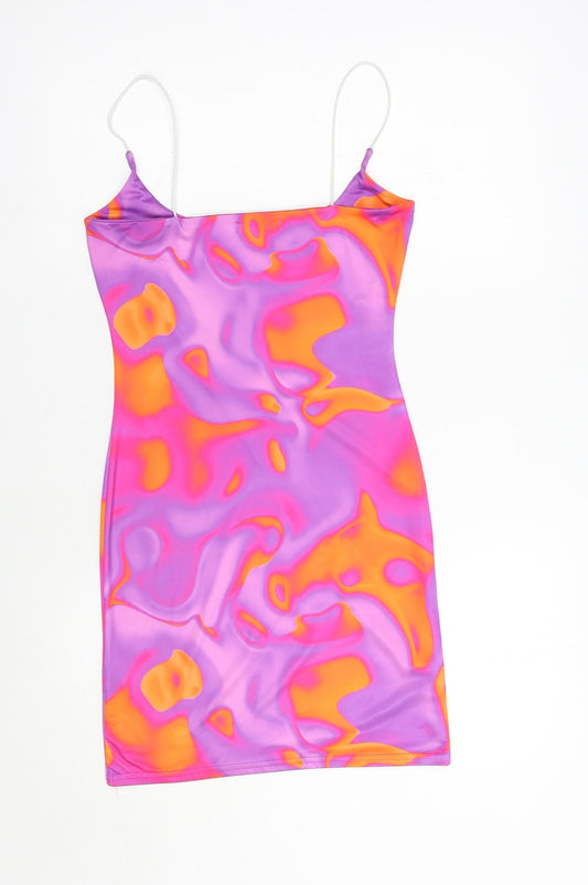 I SAW IT FIRST Womens Purple Geometric Polyester Bodycon Size 6 Round Neck Pullover