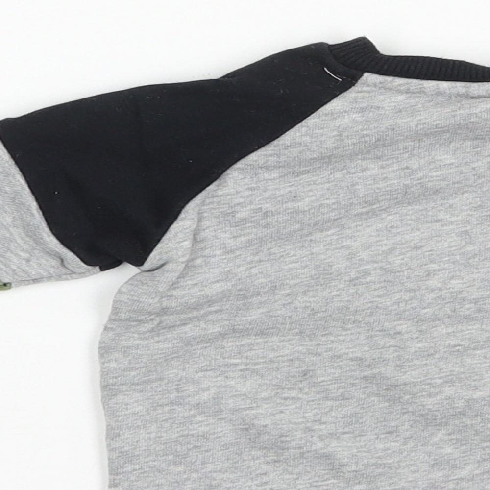 F&F Baby Grey Colourblock Cotton Pullover Jumper Size 3-6 Months Snap