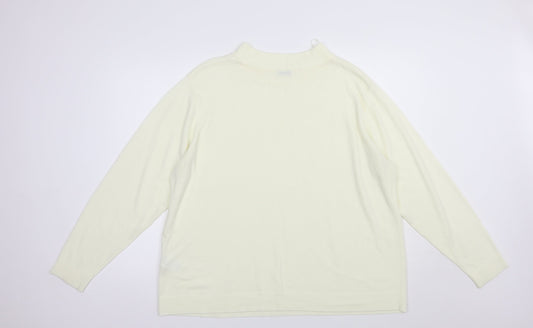 Damart Womens Ivory Mock Neck Acrylic Pullover Jumper Size 2XL