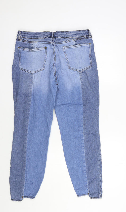 TU Womens Blue Cotton Cropped Jeans Size 12 L25 in Regular Button