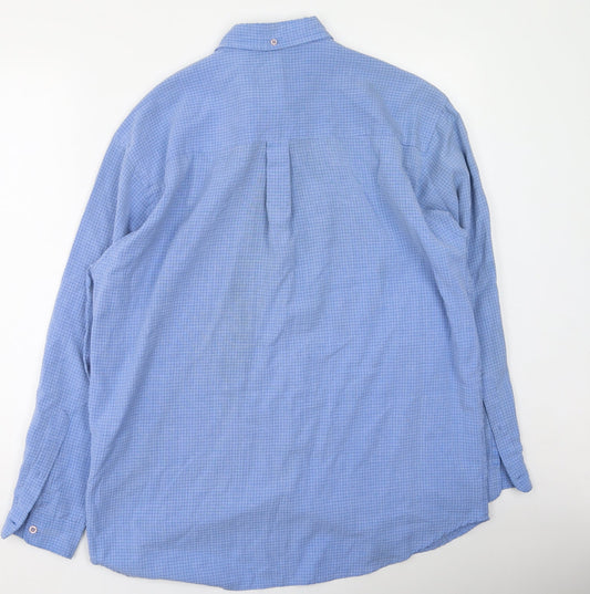 Mens UK Size M Gianni Vironi Blue Button-Up Long Sleeve Casual Shirt