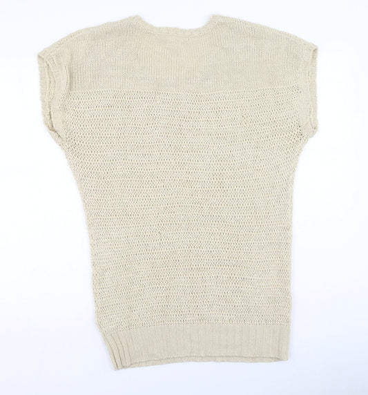 South Womens Beige Round Neck Acrylic Pullover Jumper Size 16