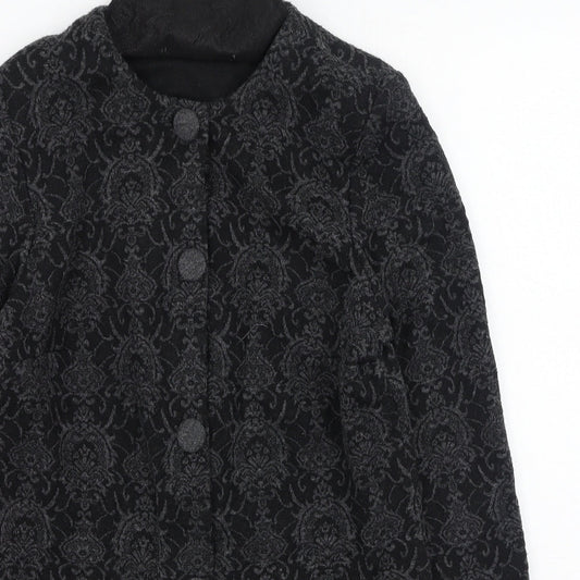 Berkertex Womens Grey Round Neck Floral Acrylic Cardigan Jumper Size 12