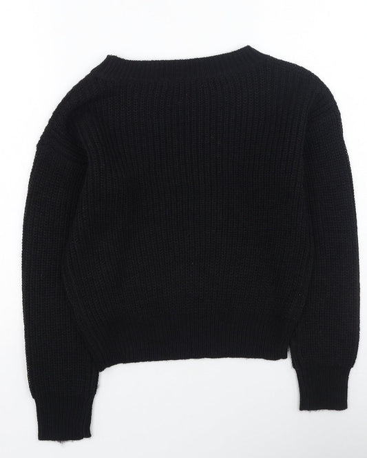 Boohoo Womens Black Round Neck Polyester Pullover Jumper Size M