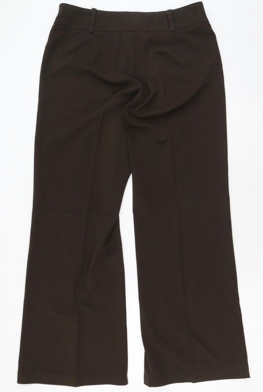 AMARANTO Womens Brown Polyester Trousers Size 12 L30 in Regular