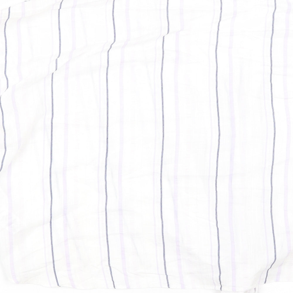 Matalan Womens White Striped Viscose Cropped Button-Up Size 18 V-Neck