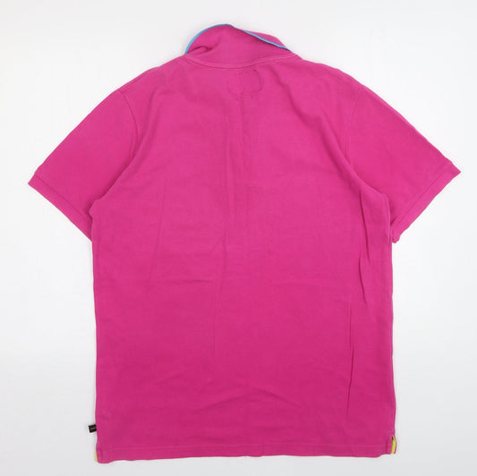 Brookhaven Mens Pink Cotton Polo Size L Collared