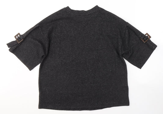 F&F Womens Grey Polyester Jersey T-Shirt Size 8 Round Neck