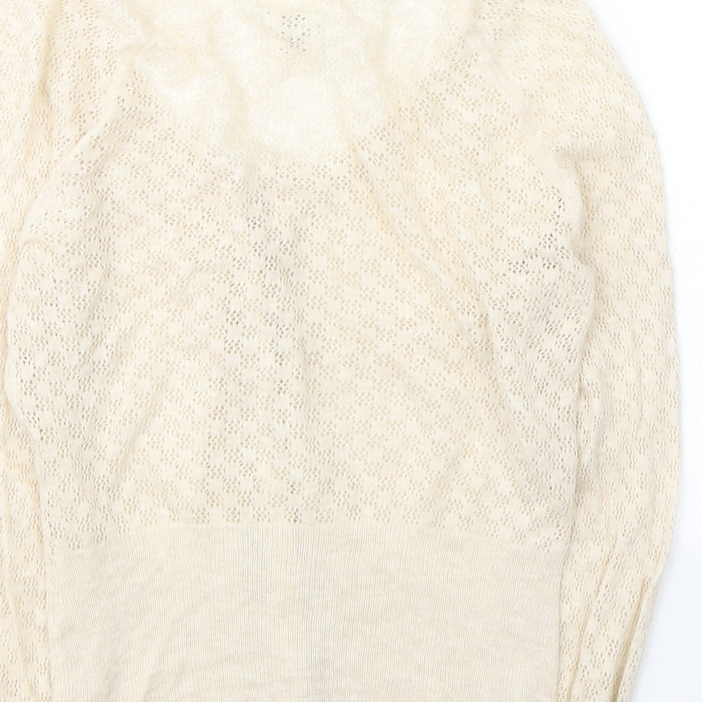 In Stitches Womens Ivory V-Neck Cotton Cardigan Jumper Size M