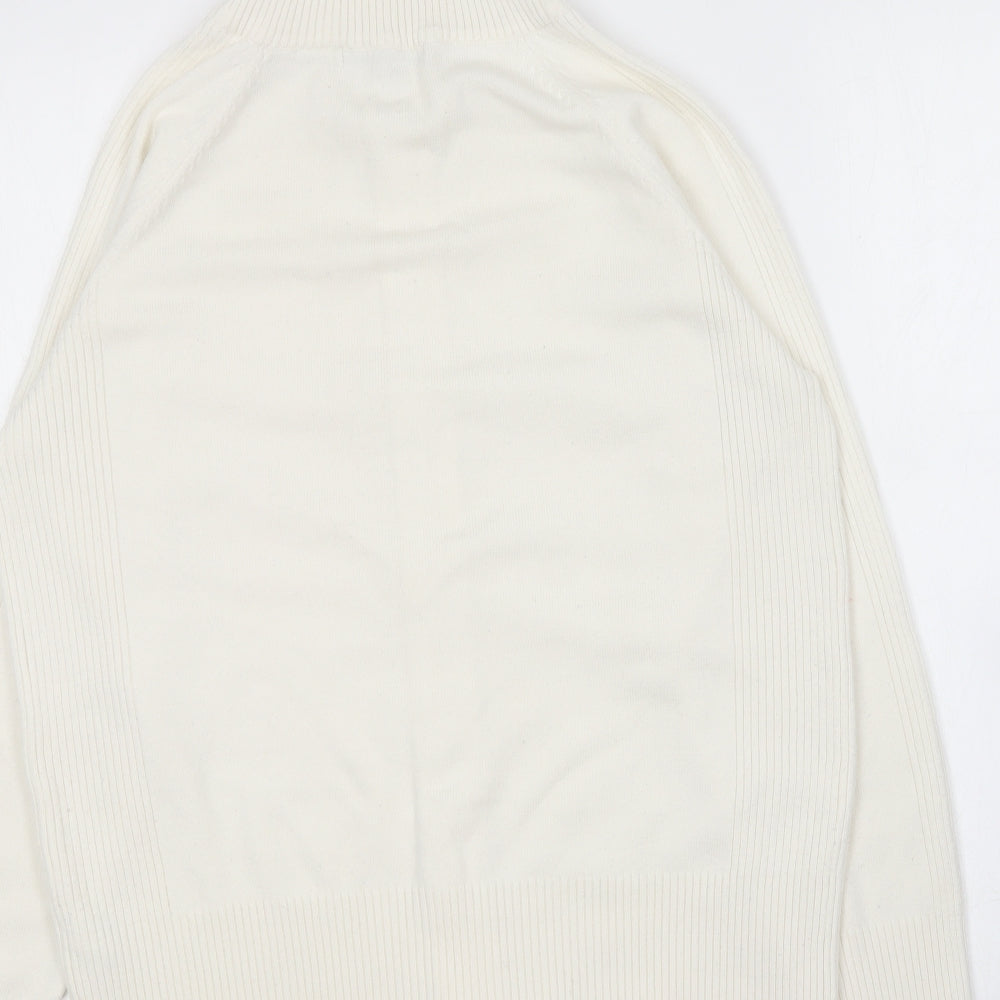 George Womens Ivory Collared Acrylic Full Zip Jumper Size 16