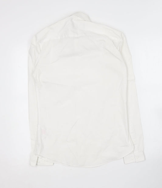 Topman Mens White Cotton Button-Up Size S Collared