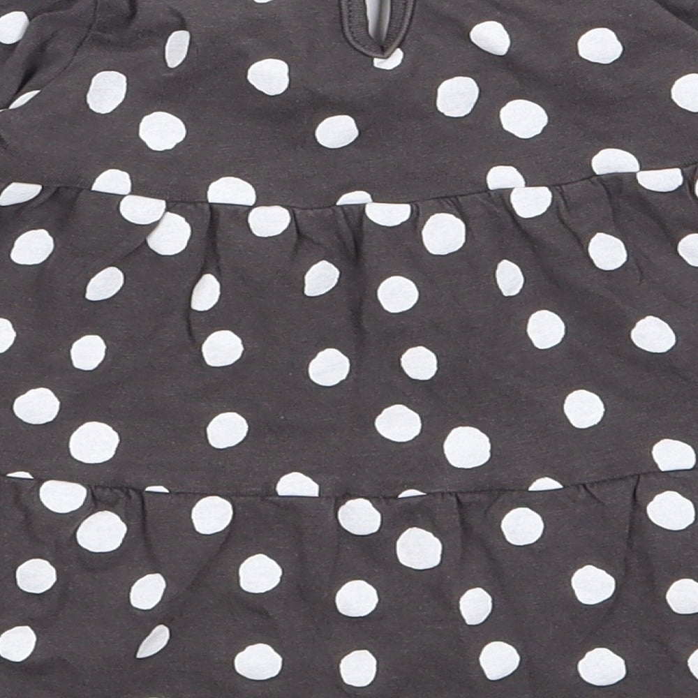Primark Girls Grey Polka Dot 100% Cotton Fit & Flare Size 6-9 Months Crew Neck Pullover
