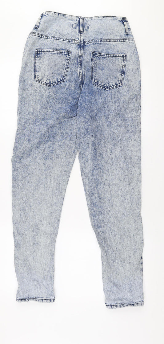 Denim Co Womens Blue 100% Cotton Mom Jeans Size 8 L30 in Regular Zip