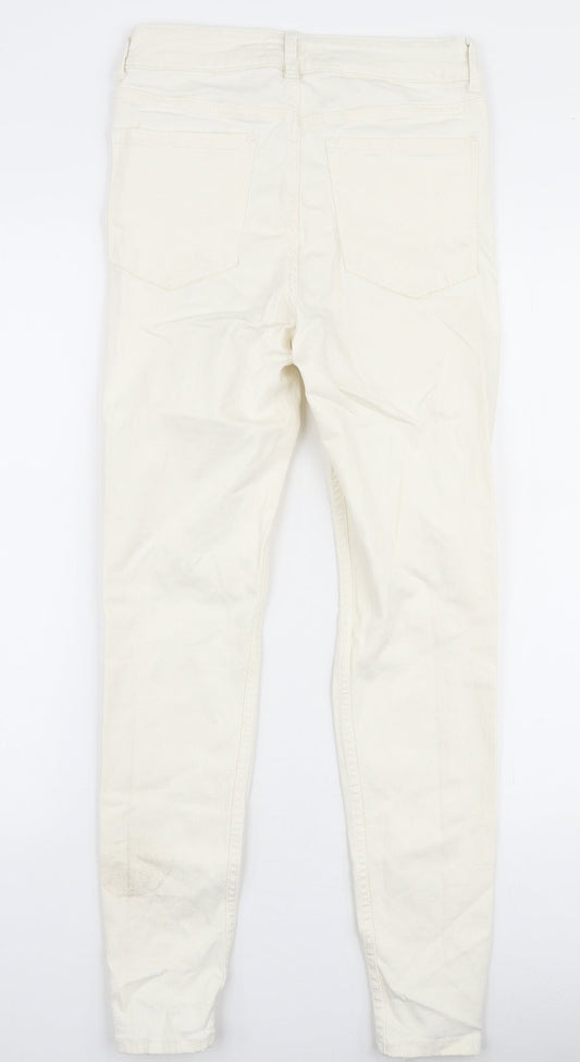 Denim Co Womens Ivory Cotton Skinny Jeans Size 10 L27 in Slim Zip