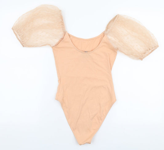 Primark Womens Orange Cotton Bodysuit One-Piece Size XS Snap