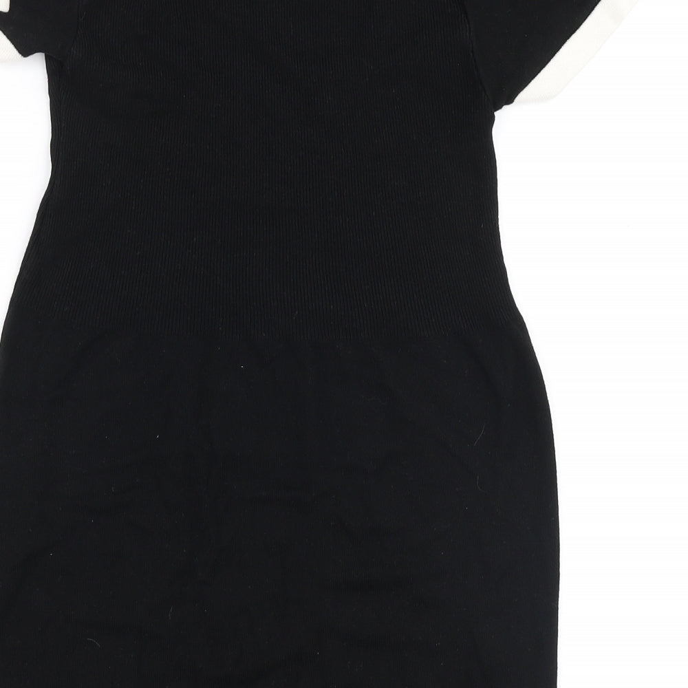 F&F Womens Black Round Neck Viscose Pullover Jumper Size 8