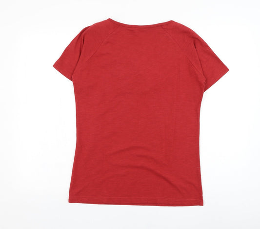 EWM Womens Red Cotton Basic T-Shirt Size 10 Round Neck
