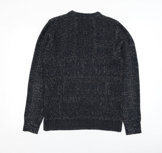 Cedar Wood State Mens Blue Round Neck Acrylic Pullover Jumper Size XS